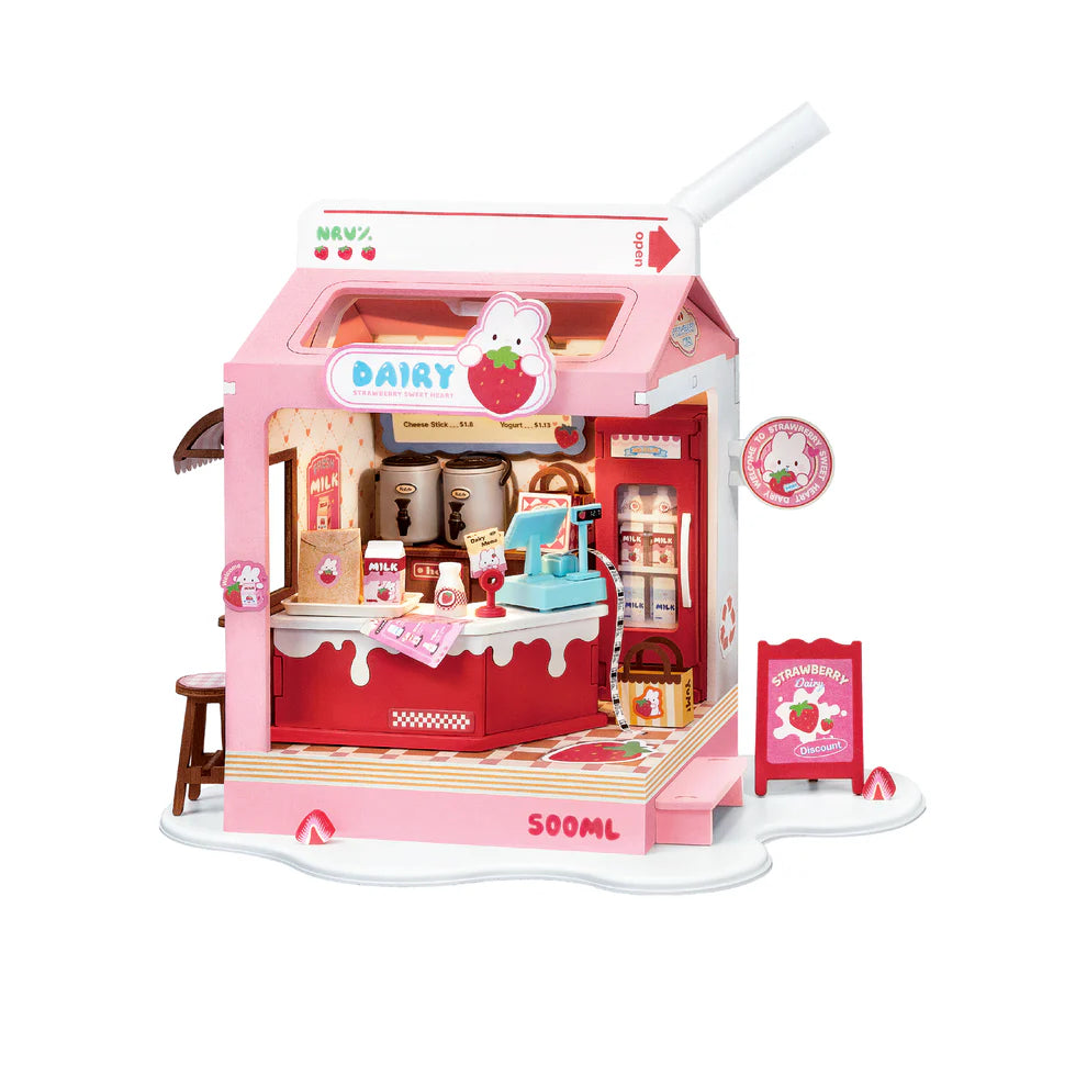 Strawberry Milk Box DIY Miniature House Kit