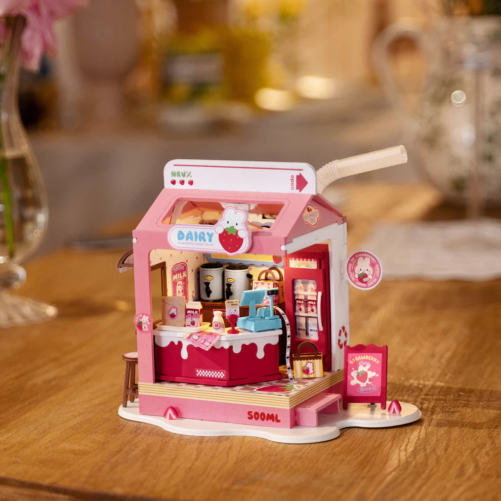 Strawberry Milk Box DIY Miniature House Kit