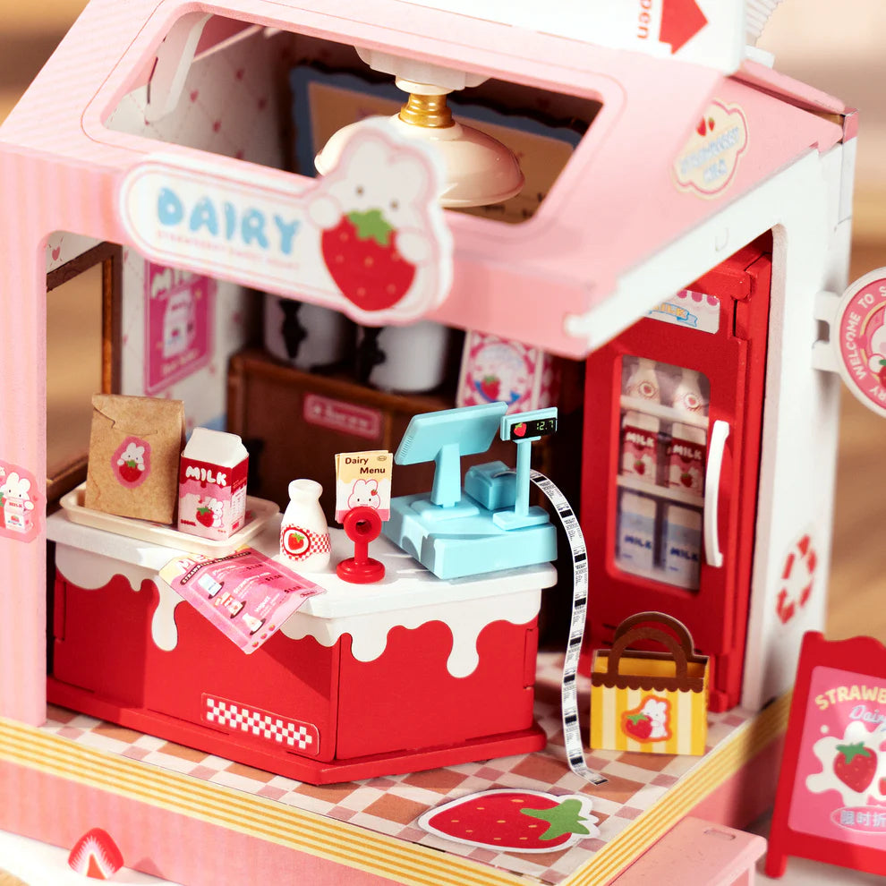 Strawberry Milk Box DIY Miniature House Kit