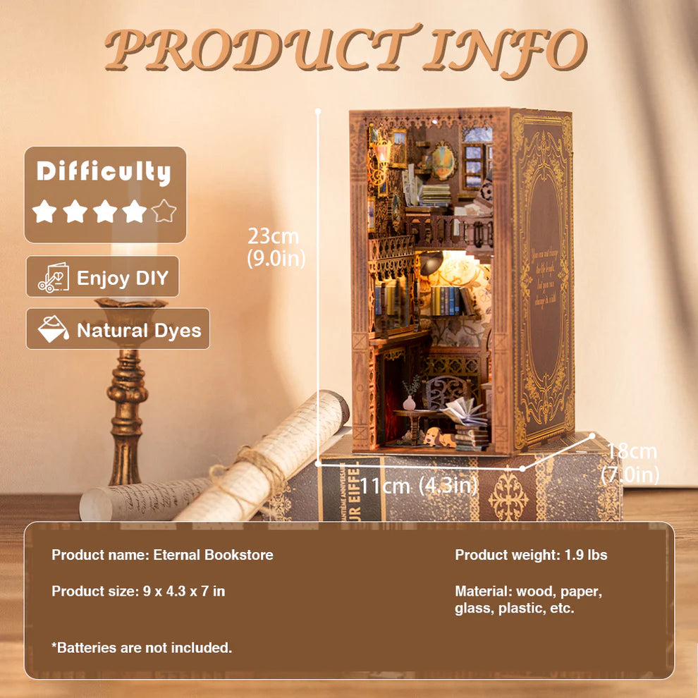 Eternal Bookstore w/ Dust Cover DIY Miniature Book Nook Kit
