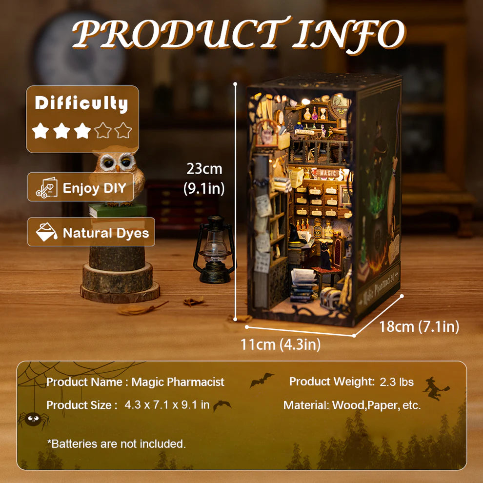 Magic Pharmacist w/ Dust Cover DIY Miniature Book Nook Kit