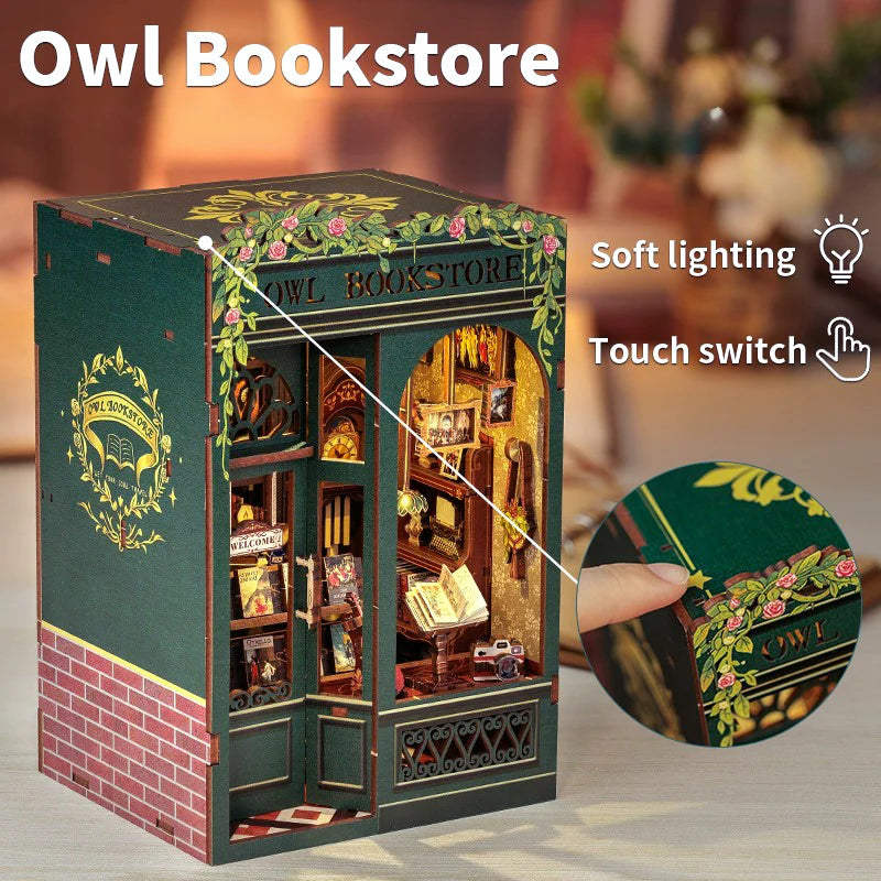 Owl Bookstore DIY Miniature Book Nook Kit
