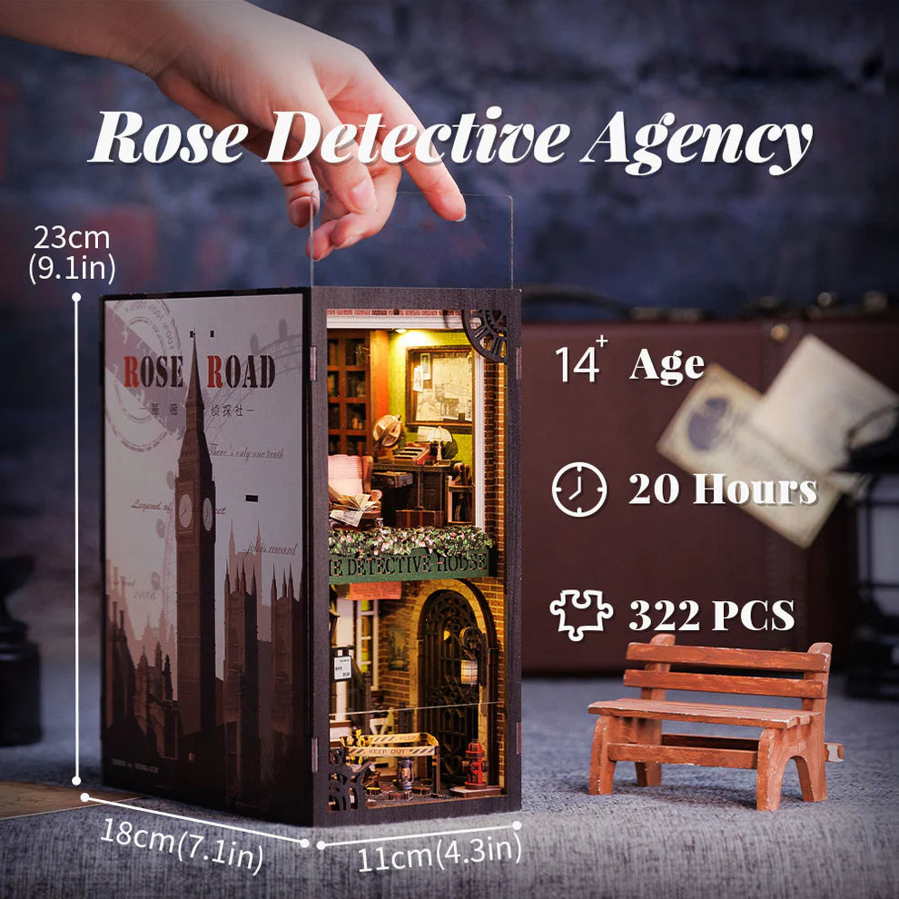 Rose Detective Agency w/ Dust Cover DIY Miniature Book Nook Kit