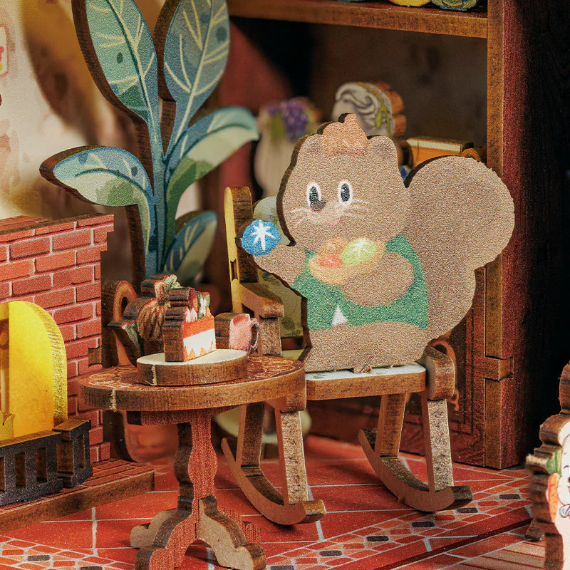 Squirrel Collector w/ Dust Cover DIY Miniature Book Nook Kit