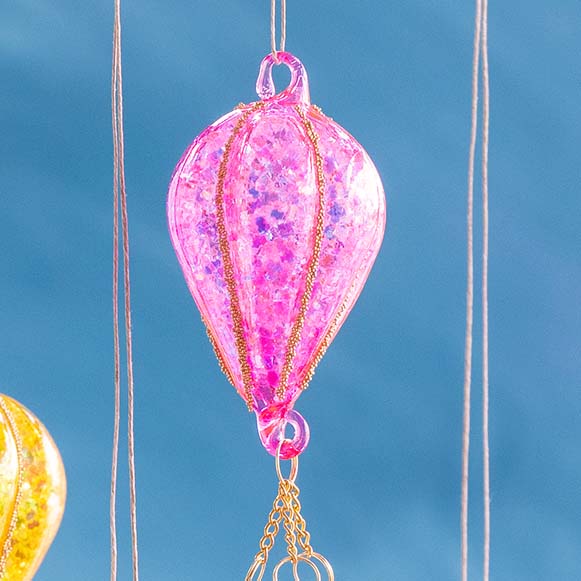 Glitterville Small Rainbow Glitter Hot Air Balloon Ornament