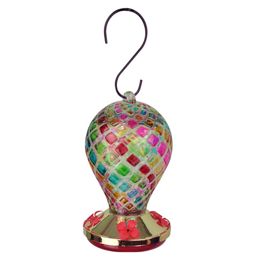 Multi Colored Glass Hummingbird Feeder