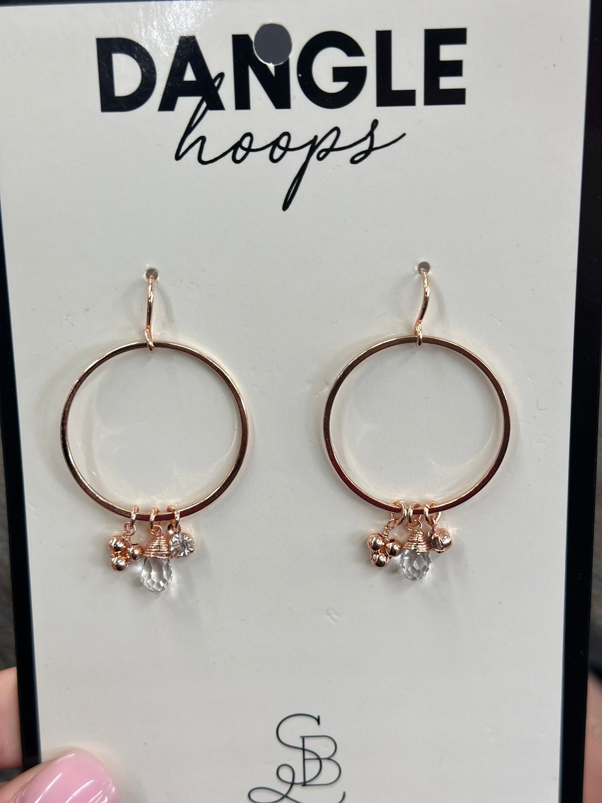 Rose Gold Dangle Hoop Earrings