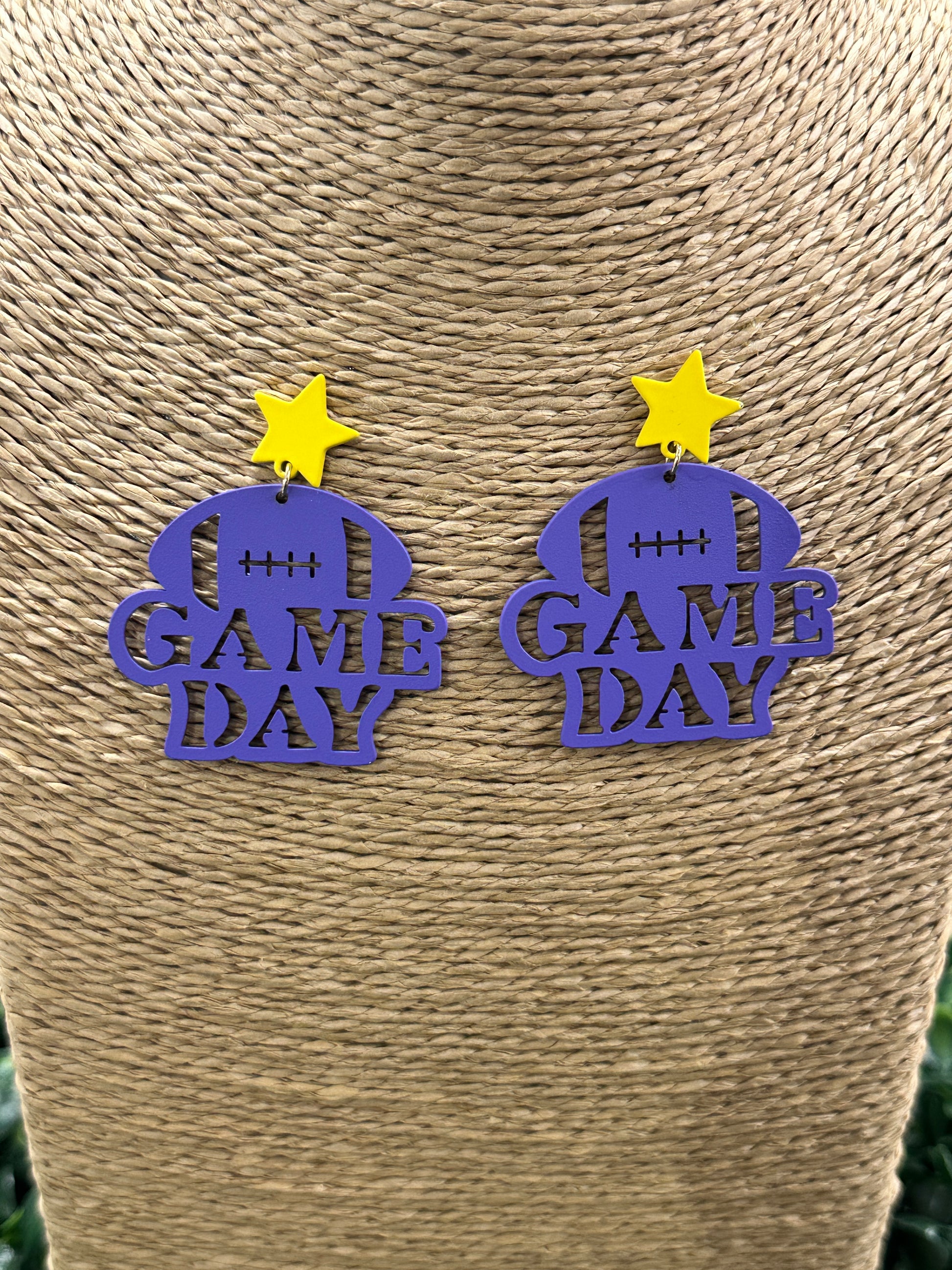 Purple & Gold Football Game Day Earrings