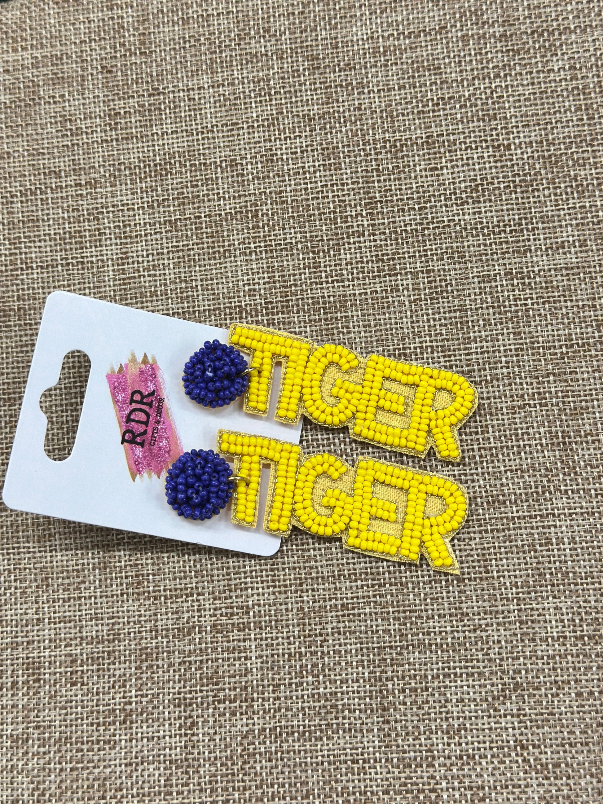Beaded Tiger Earrings