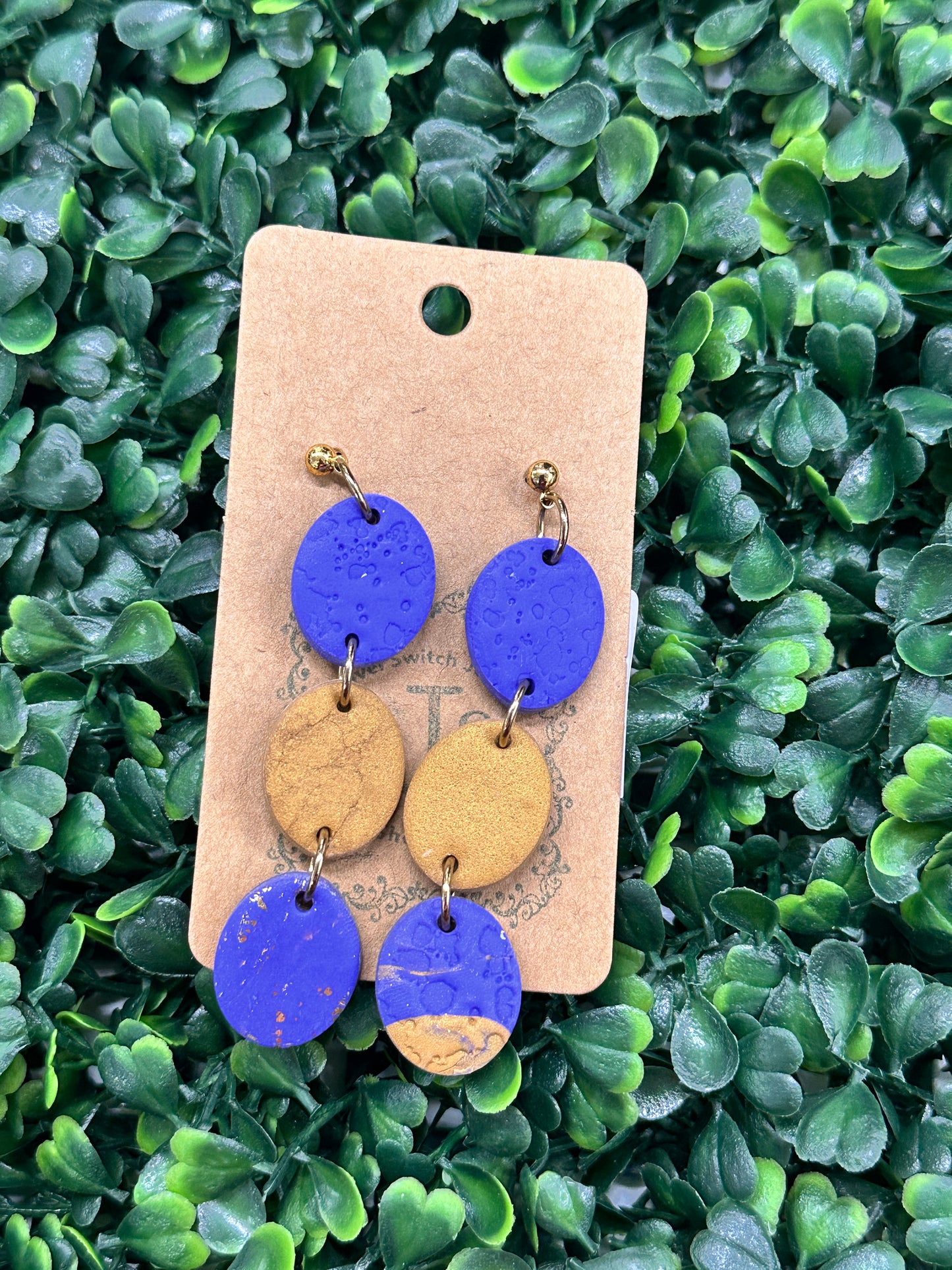 Clay Purple & Gold Earrings