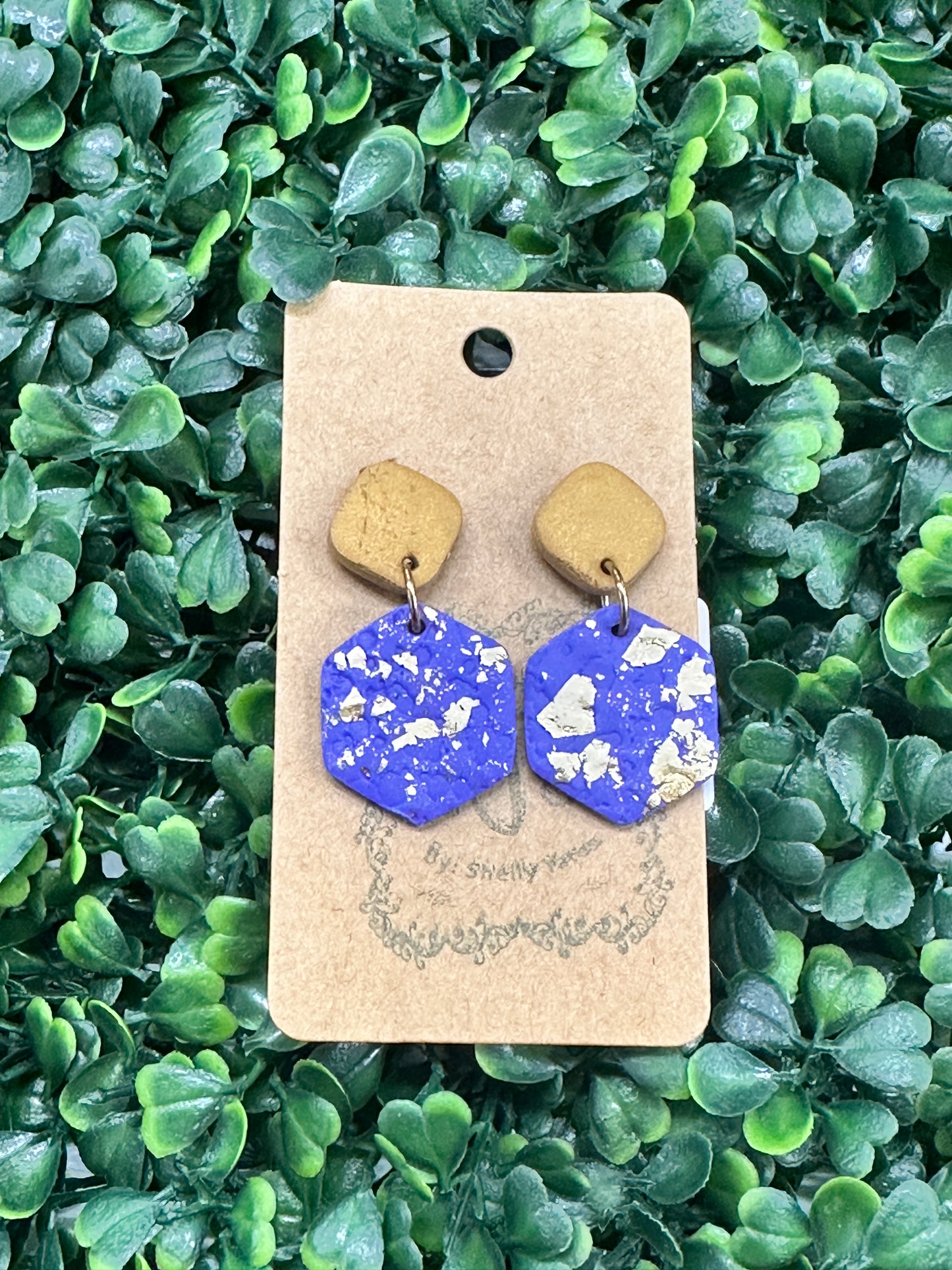 Clay Purple & Gold Earrings