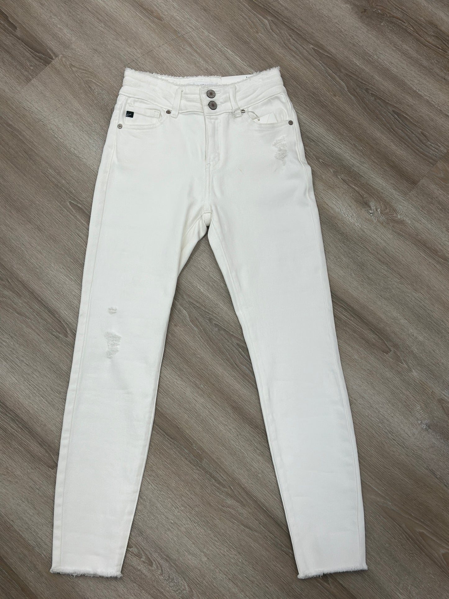 White Skinny KanCan with Raw Hem