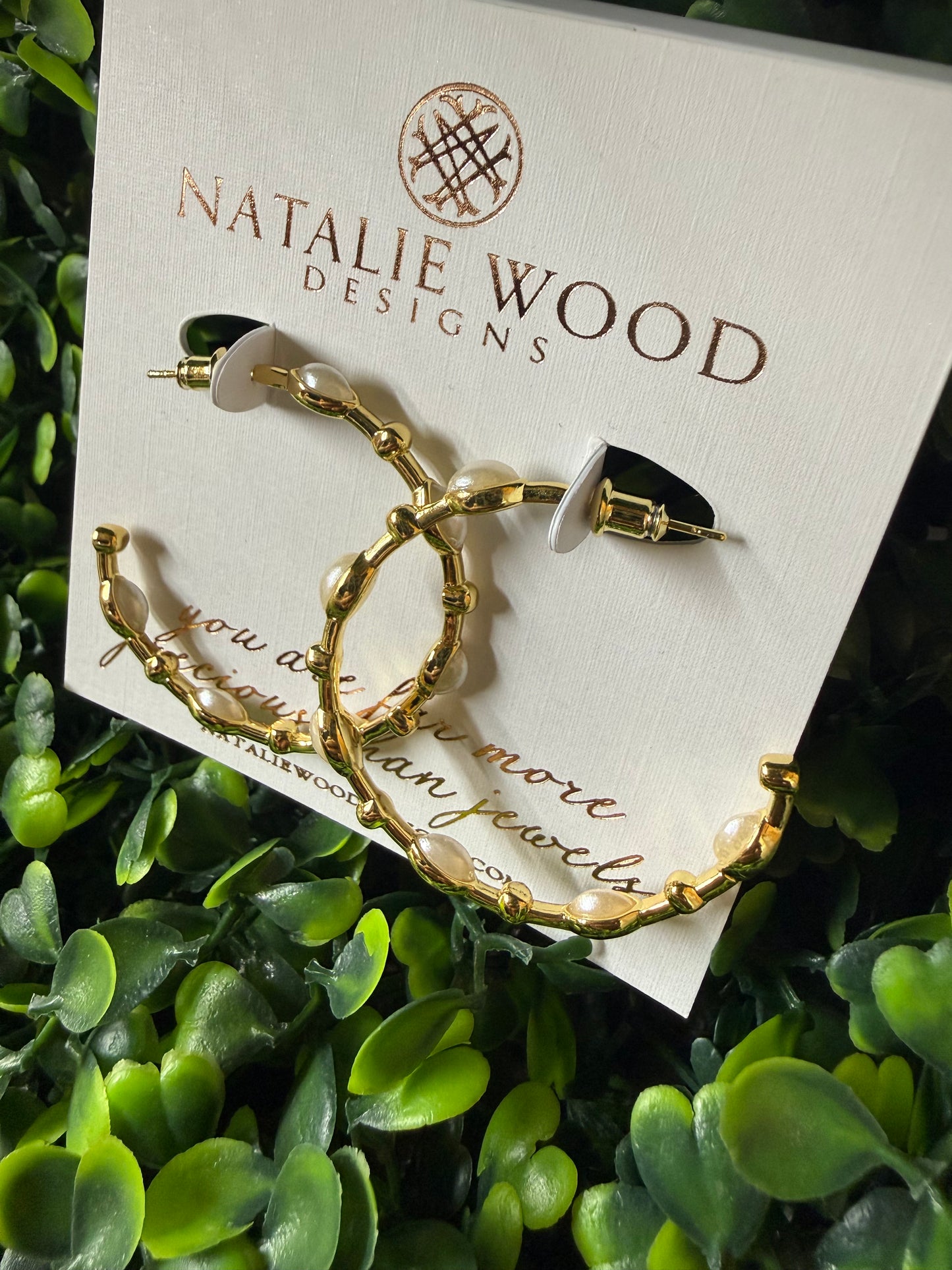 Natalie Designs Solaris Hoop Earrings in Pearl