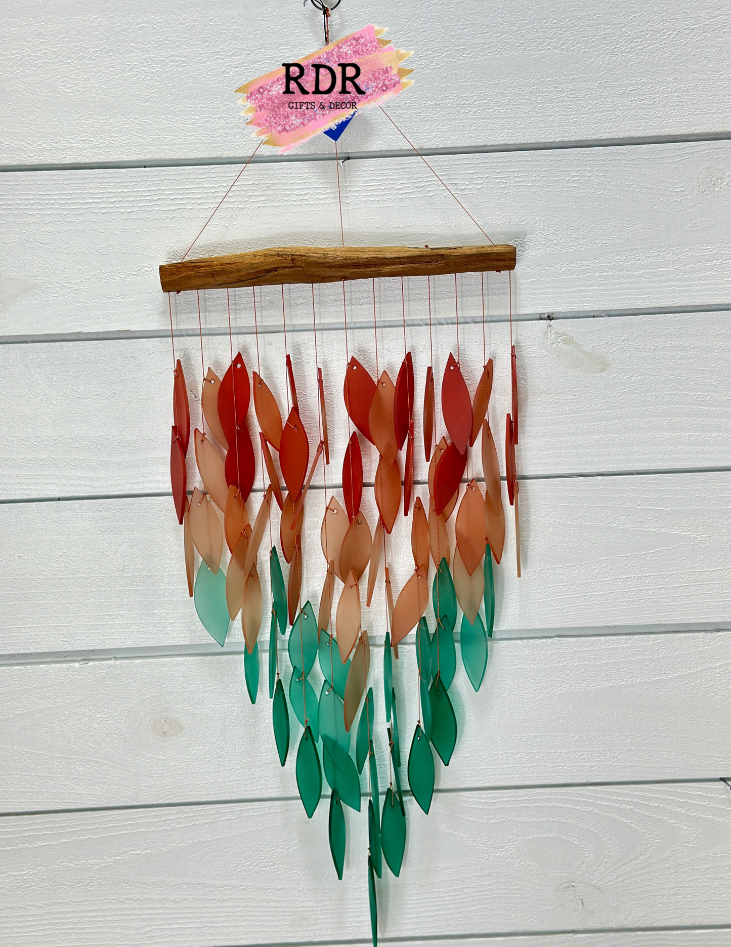 Deluxe Coral Ombre Waterfall Glass Chime