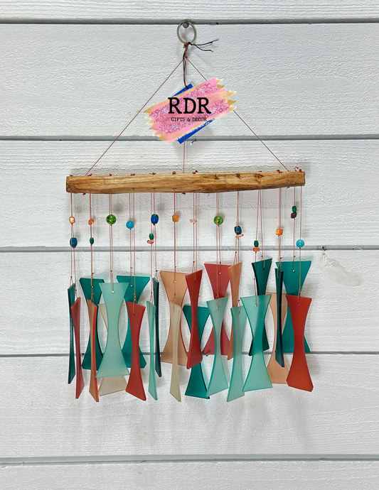 Coral Teal Beaded Cast-Off Glass Chime