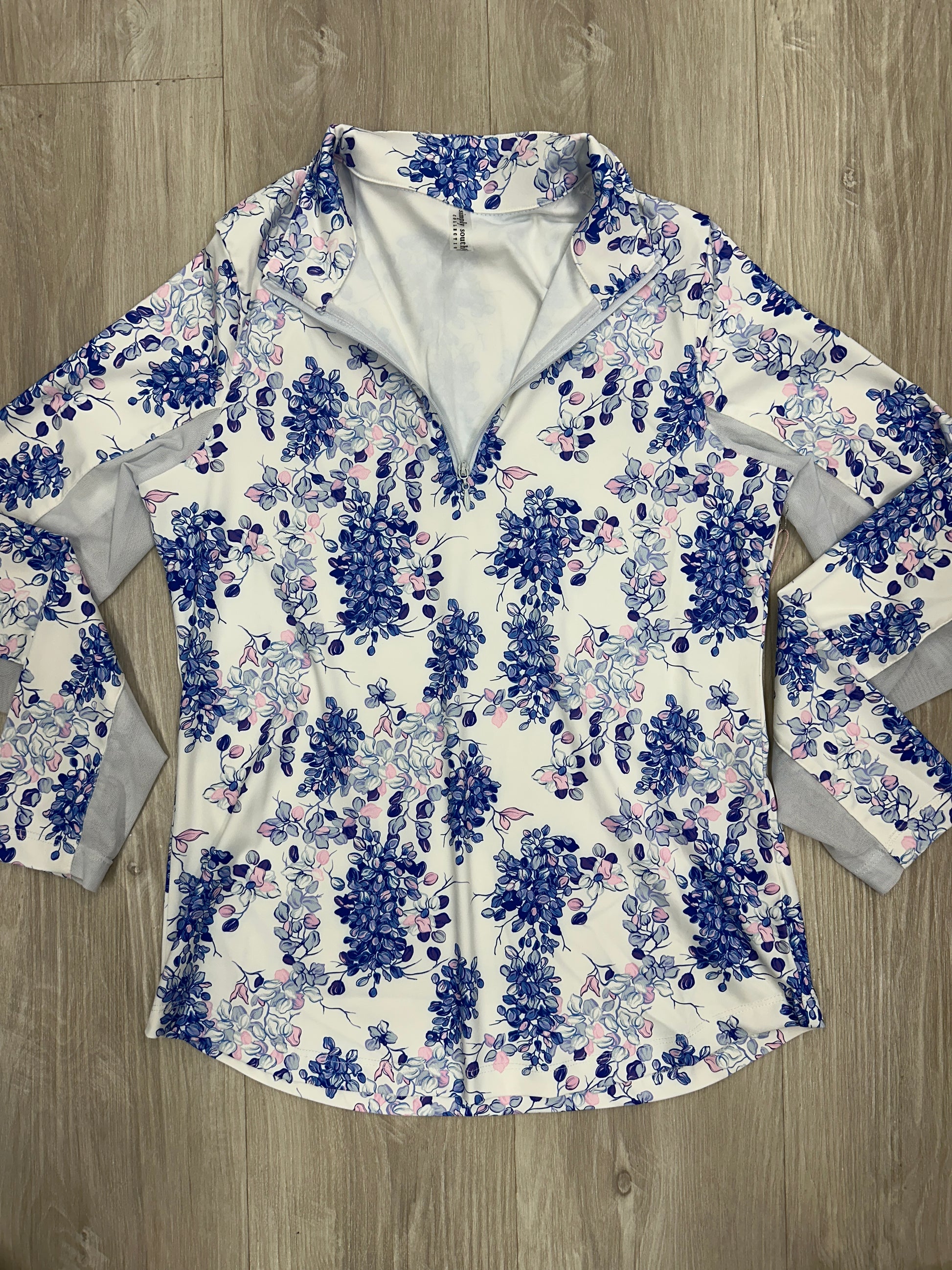 Simply Southern Blue Floral Quarter Zip