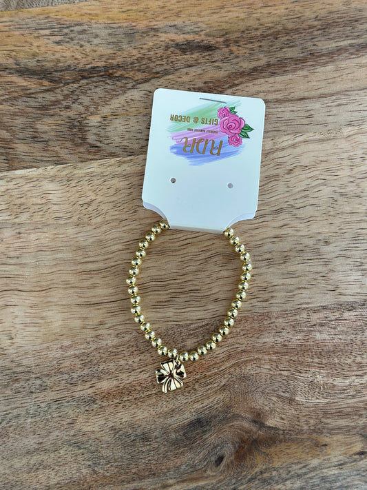Alex Carol 5mm Gold Ball Bracelet with Charm