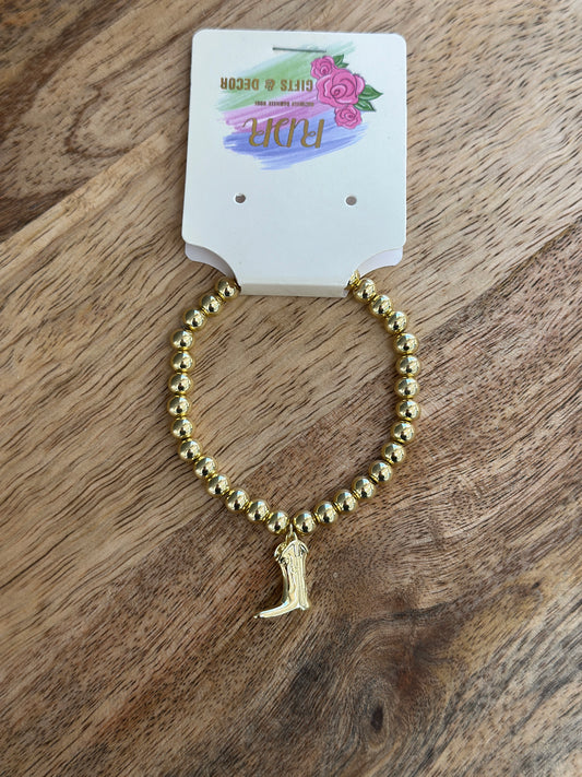 Alex Carol 6MM Gold Bracelet with Boot Charm