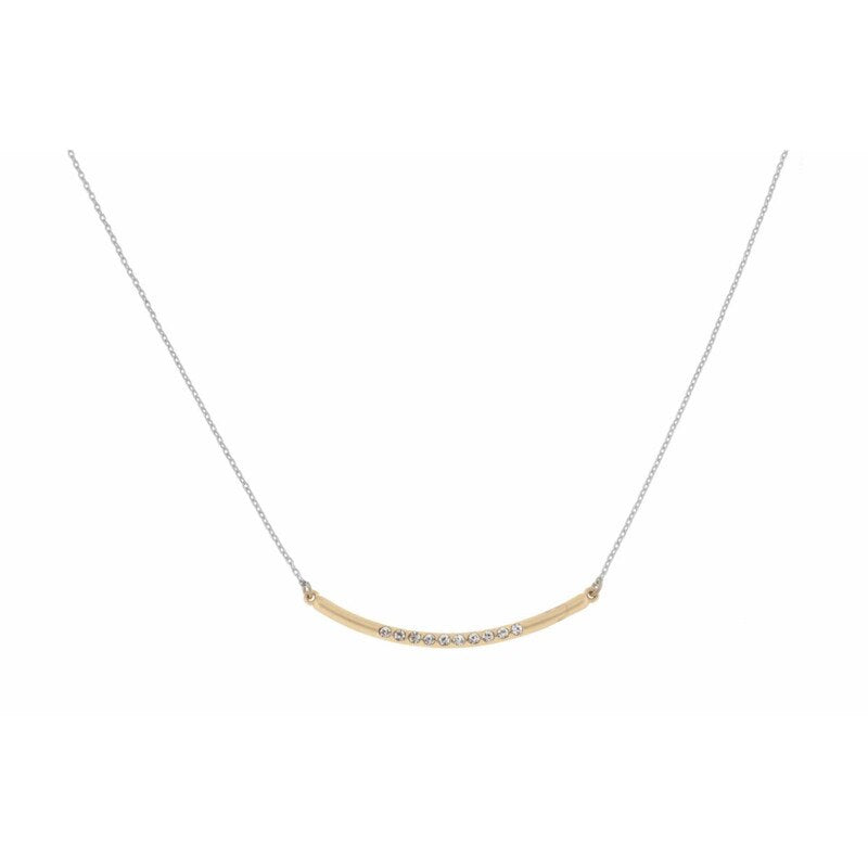 Jane Marie Curved Bar/Spaced Clear Crystals Claire Necklace