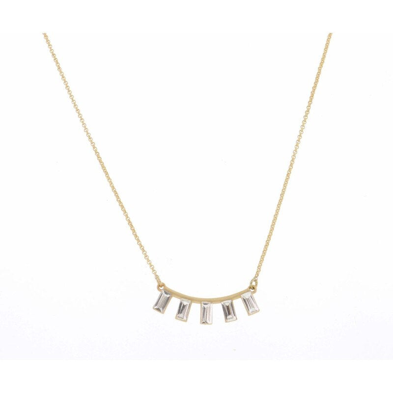 Jane Marie Curved Bar/Crystal Rectangle Drops Claire Necklace