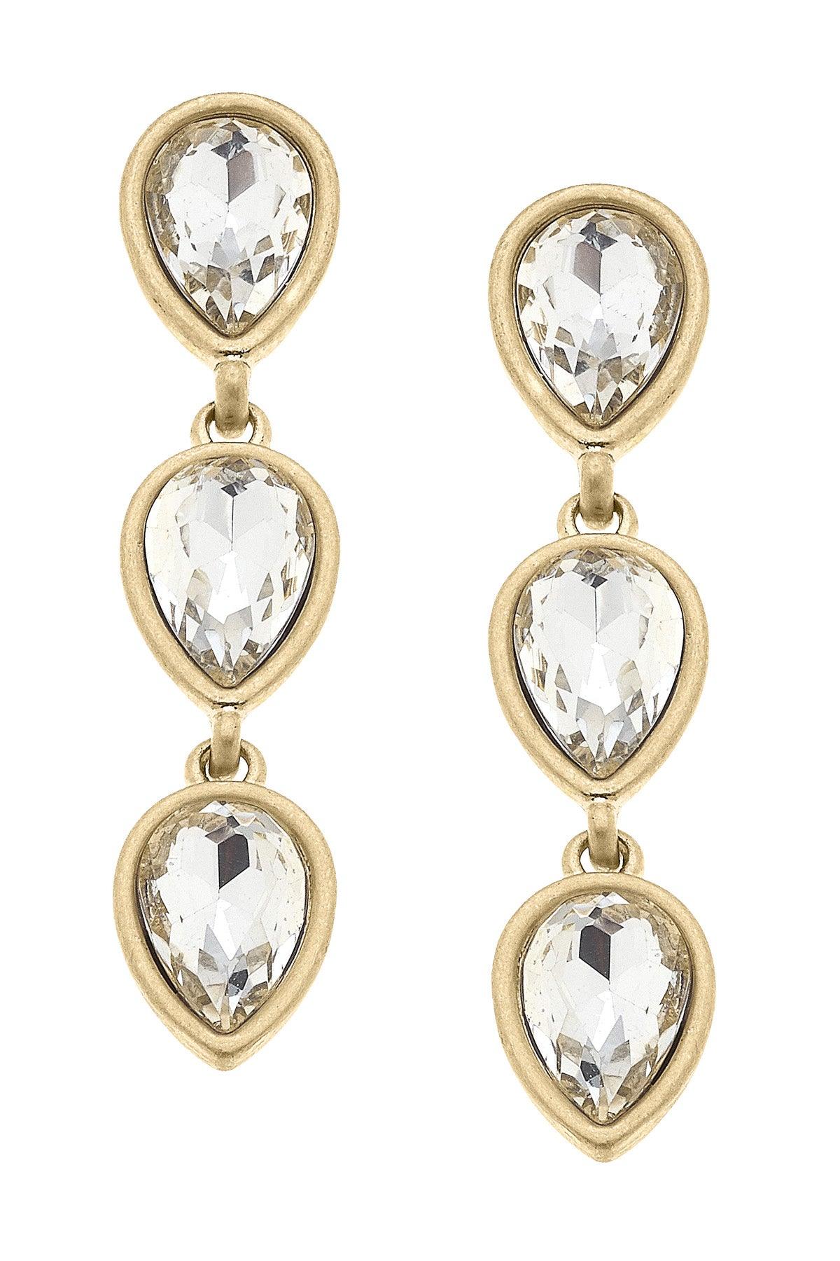 Jordan Rhinestone Teardrop Earrings in Clear