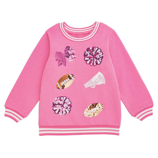 Mud Pie Youth Sequin Cheers Sweatshirts