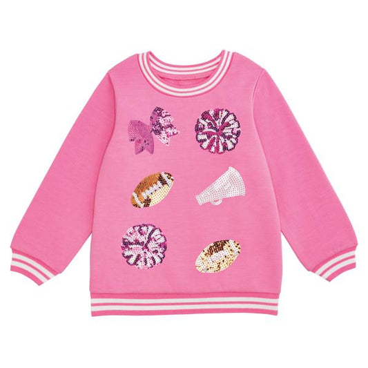 Mud Pie Youth Sequin Cheers Sweatshirts