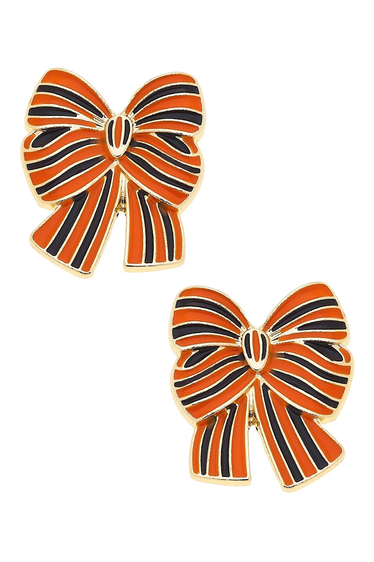 Halloween Striped Bow Stud Earrings