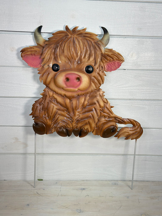 Metal Hairy Cow Yard Stake