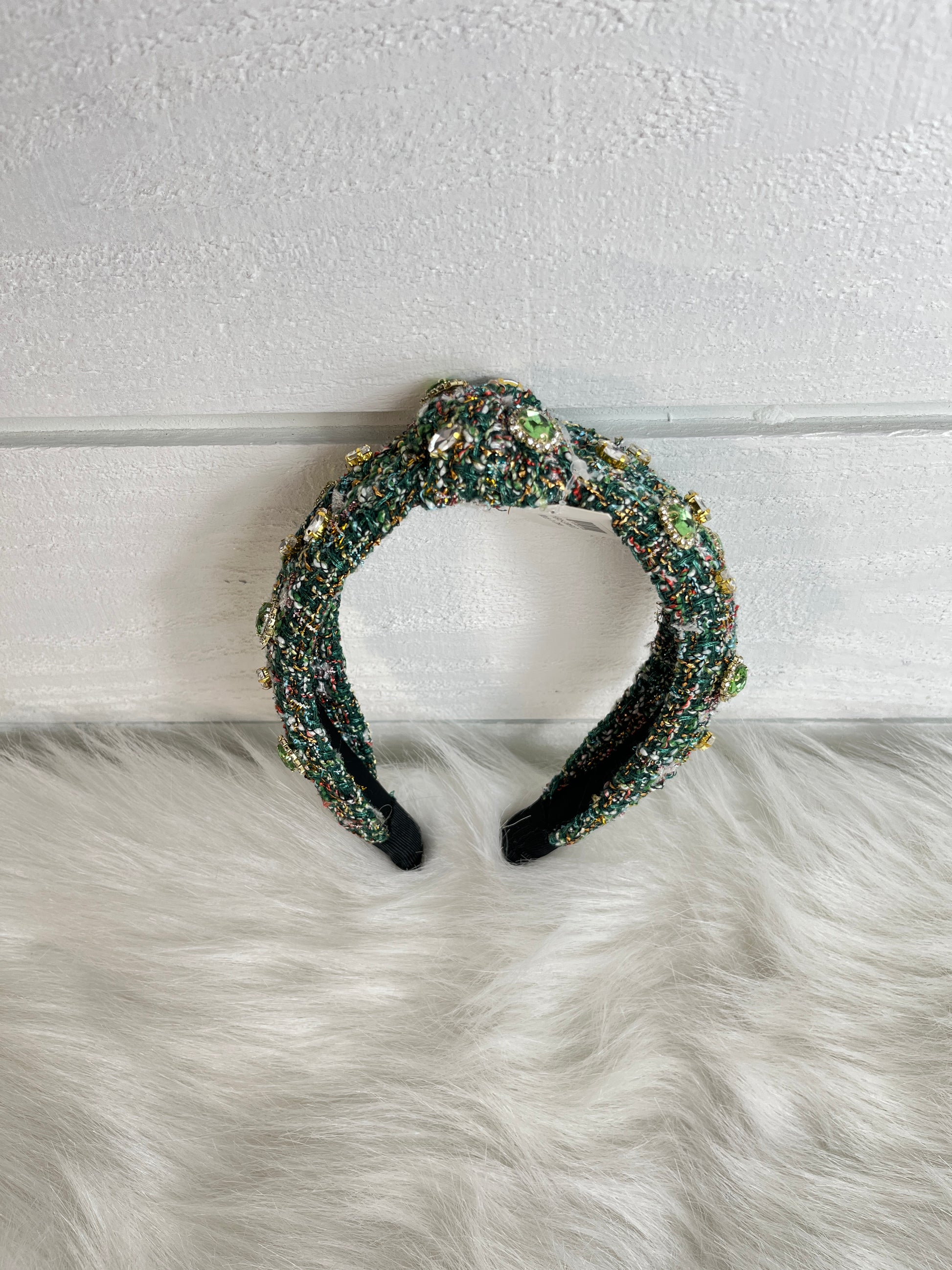 Plaid Headband With Jewels