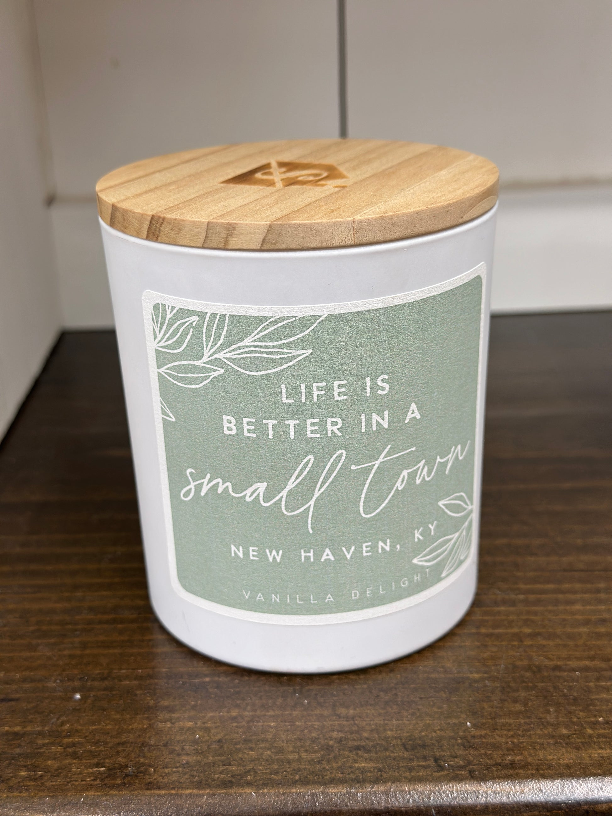 Small Town Jar Candle Wooden Lid