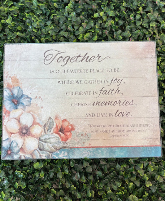 Together Floral Mini Glass Cutting Board