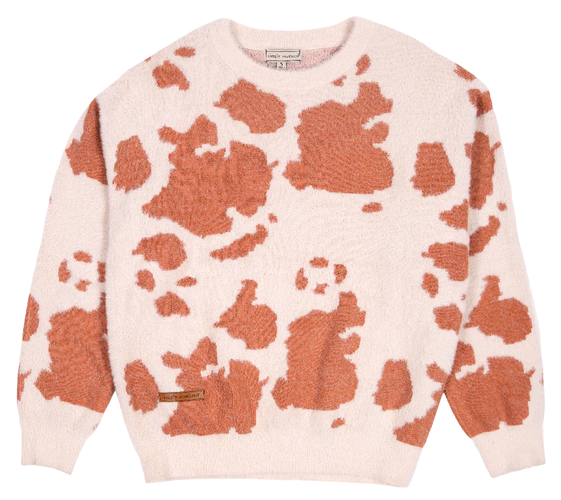 Simply Southern Fuzzy Sweater- Cow