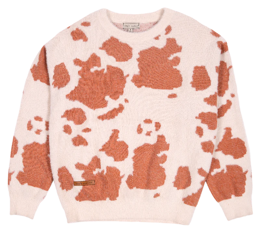 Simply Southern Fuzzy Sweater- Cow