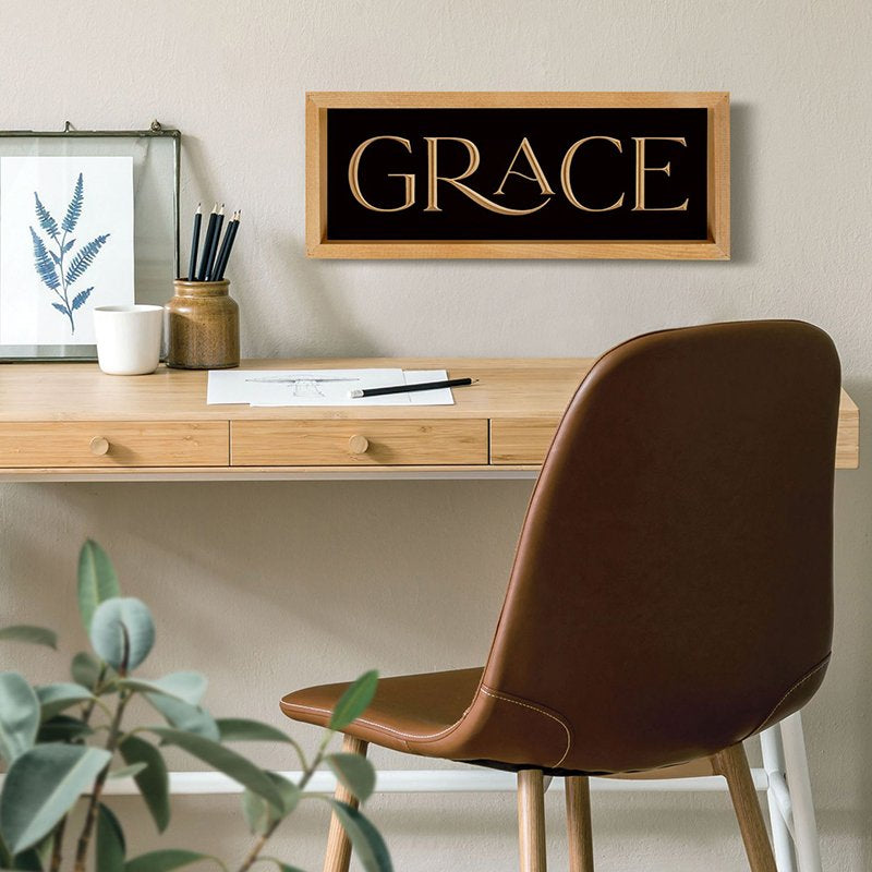 Grace Black Sign Brown Frame