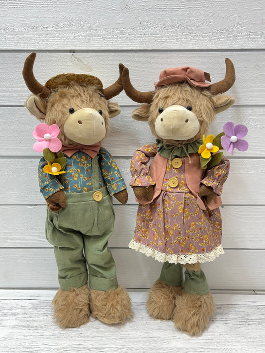Spring Flowers Easter Highland Cow Stander