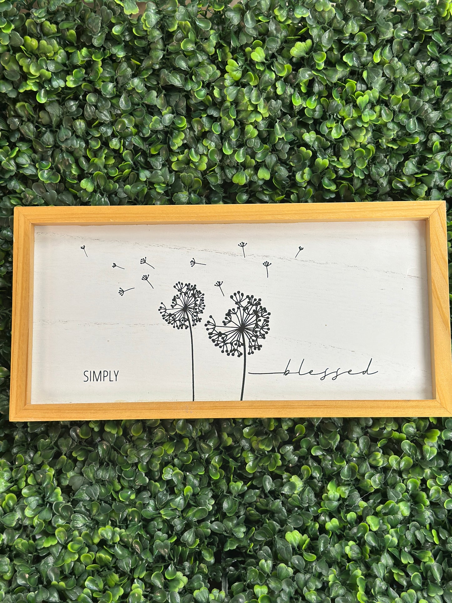 Wood Framed Dandelion Tabletop Box Sign