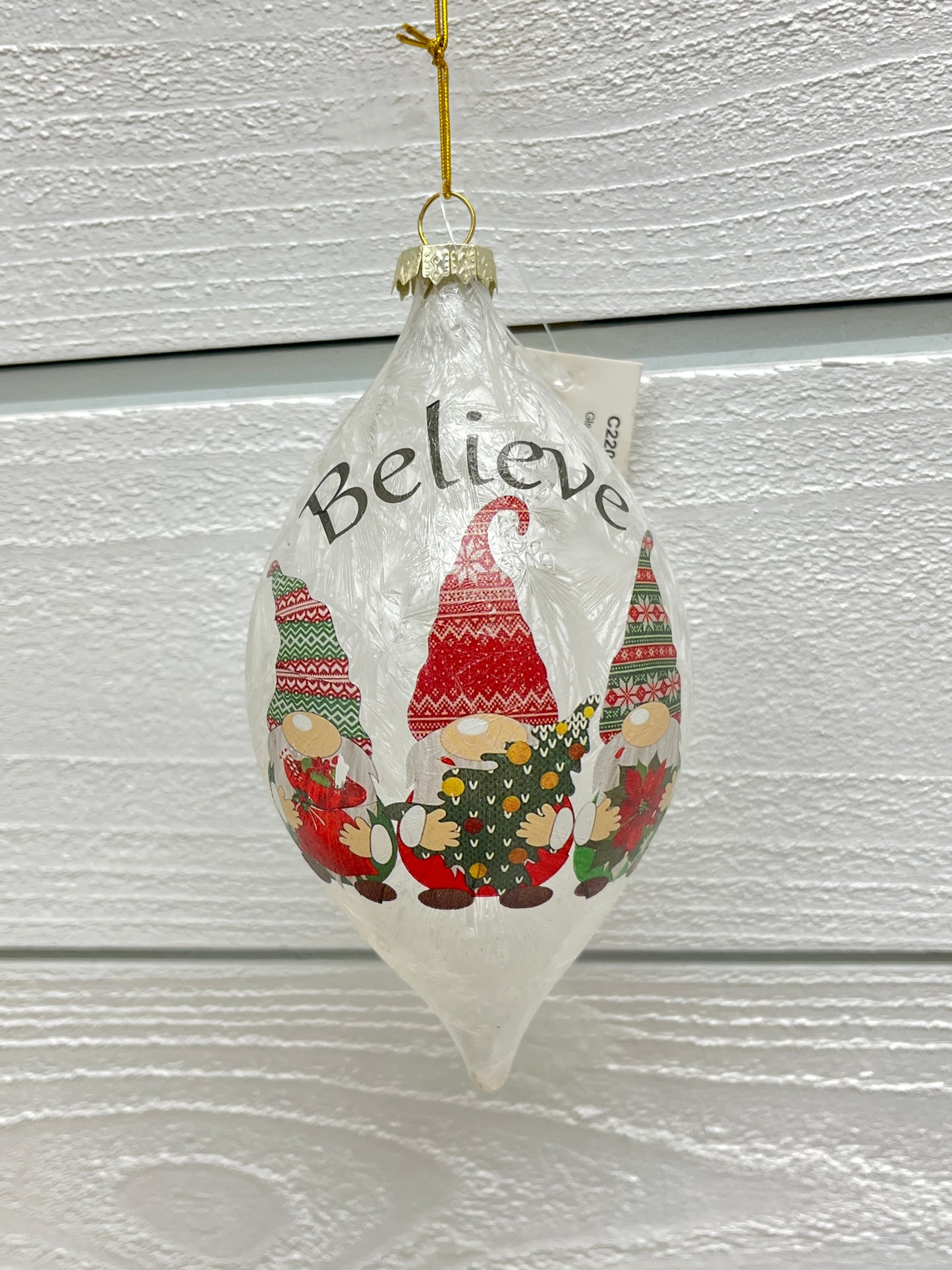 Glass Frosted Tear Drop Ornament