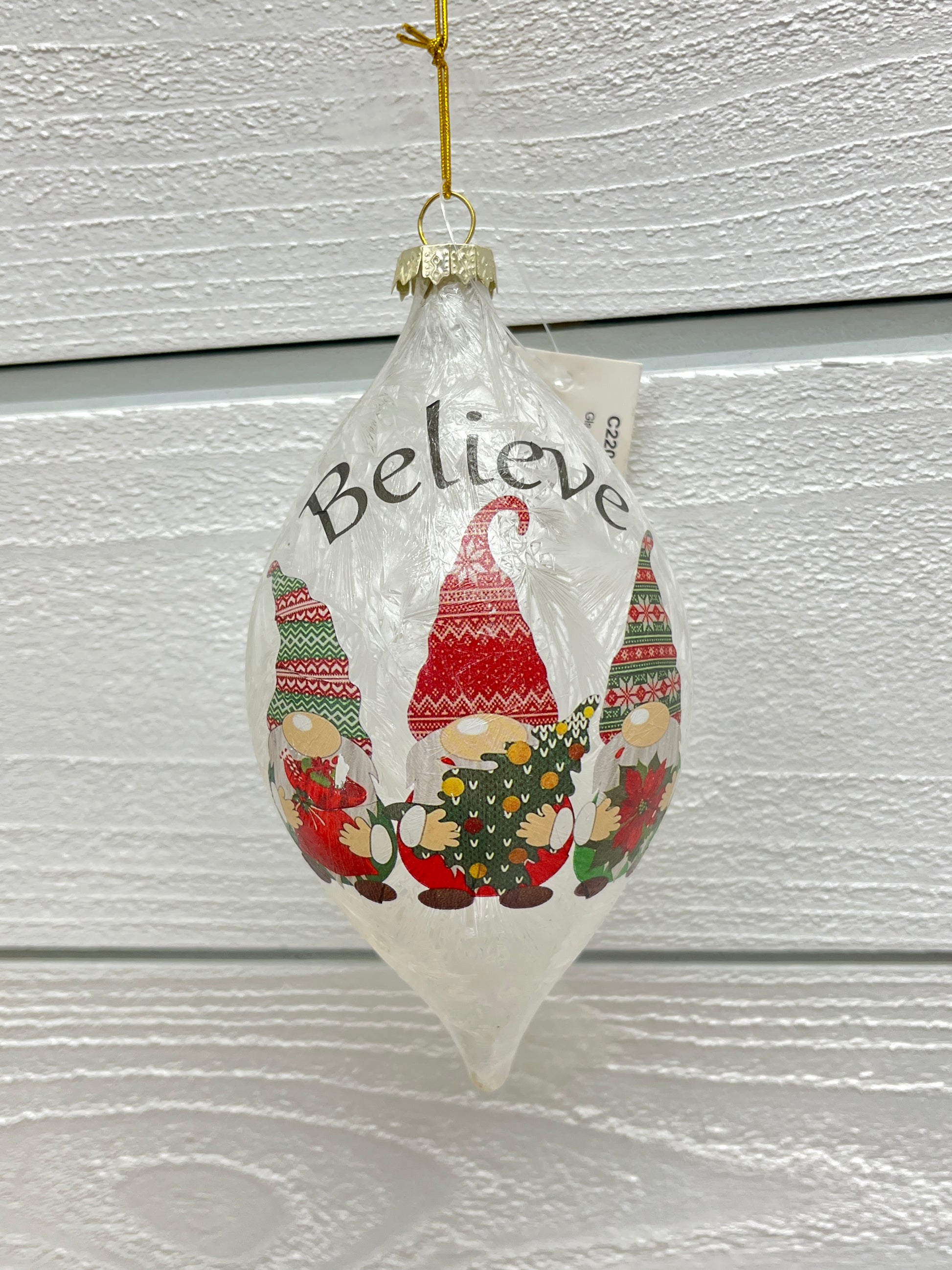 Glass Frosted Tear Drop Ornament
