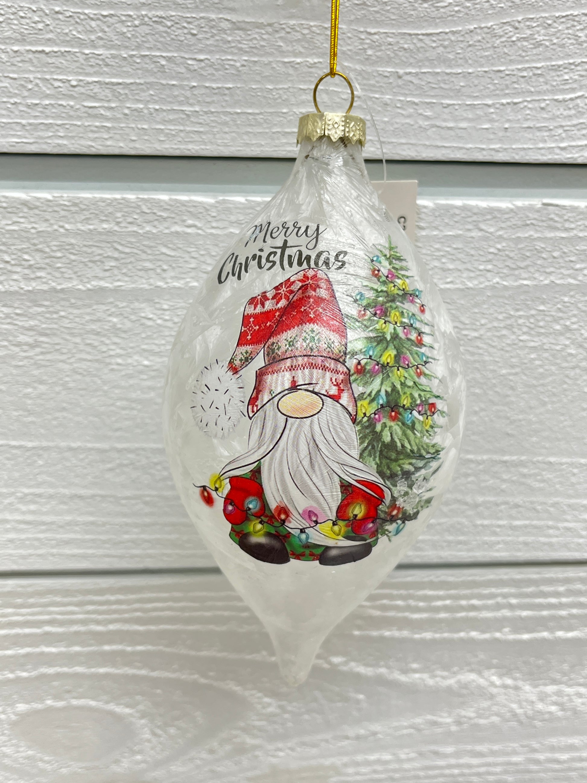 Glass Frosted Tear Drop Ornament