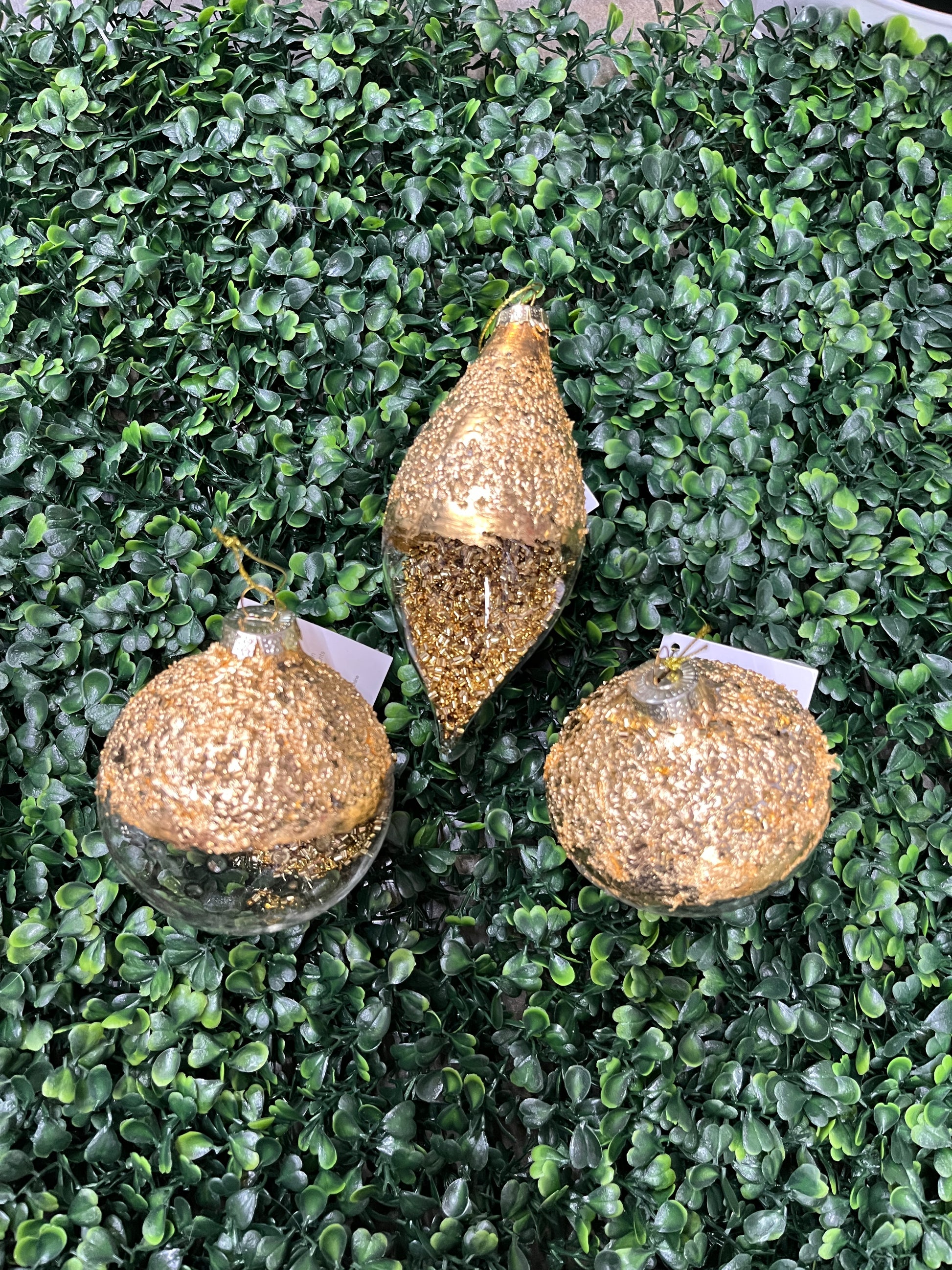 Textured Gold Flake Glass Ornament