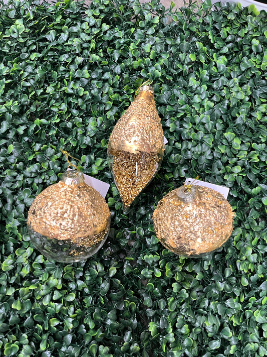 Textured Gold Flake Glass Ornament