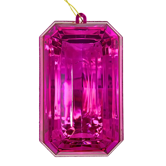 Pink Acrylic Emerald Cut Precious Gem Ornament 8"