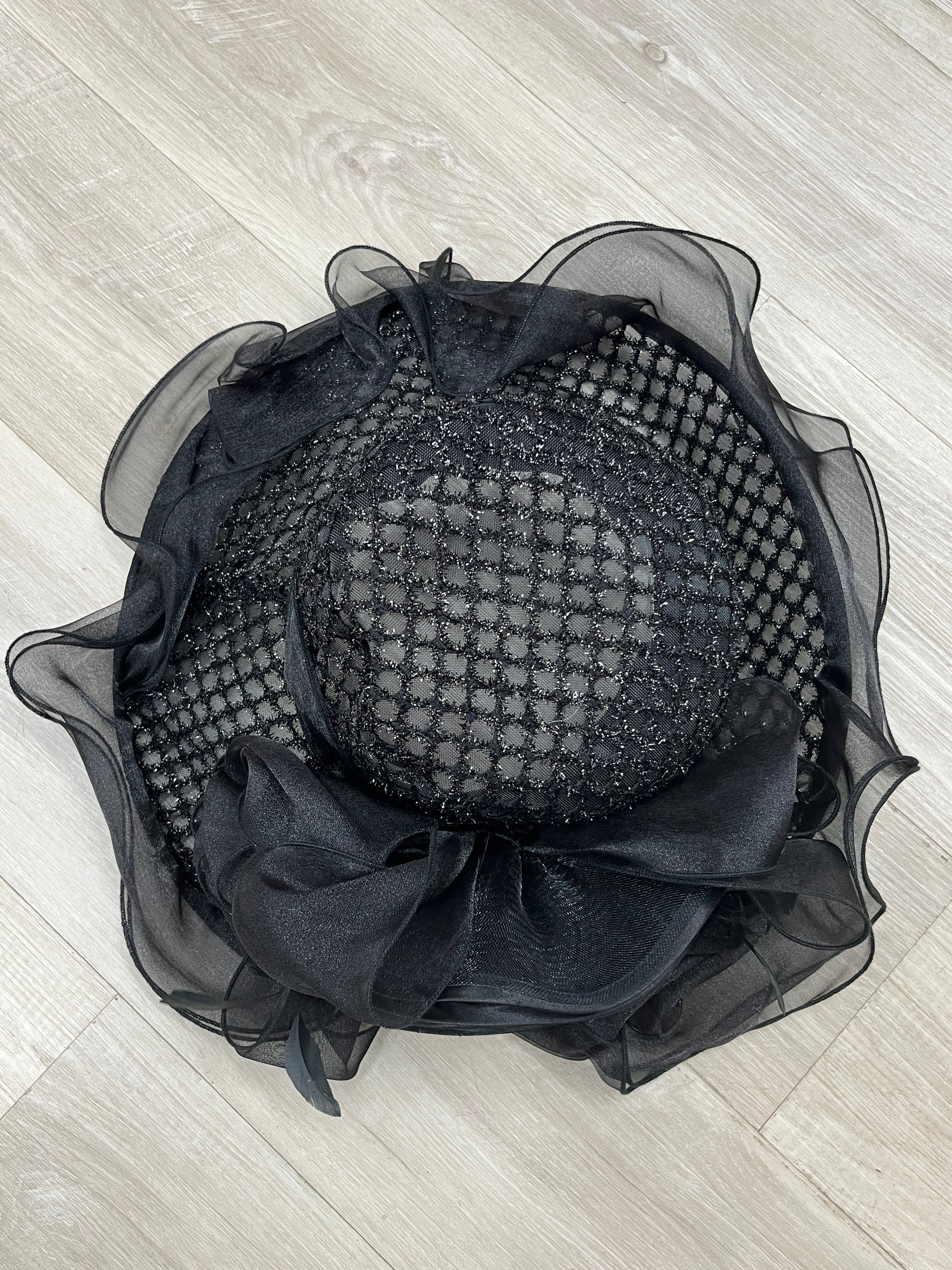 Black Derby Hat With Black Flower