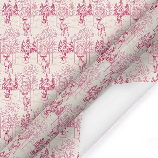 30" X 10' Holiday Wrapping Paper- Christmas Toile Scene