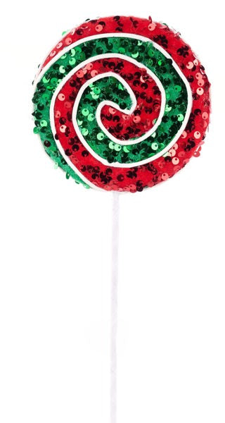 Red & Green Swirl Peppermint Christmas Pick