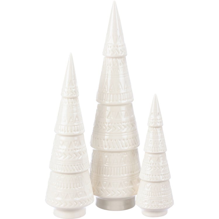 White Ceramic Tree Set Of Three