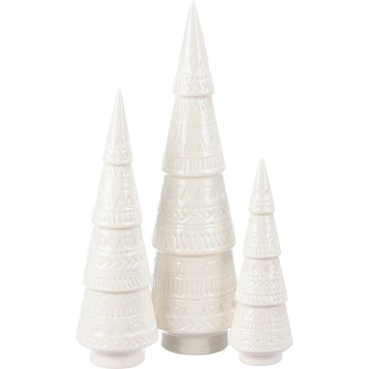 White Ceramic Tree Set Of Three