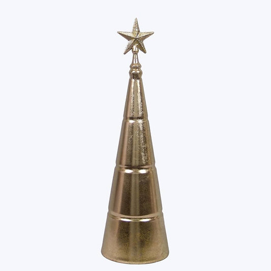 Gold Ribbed Metal Cone Tree