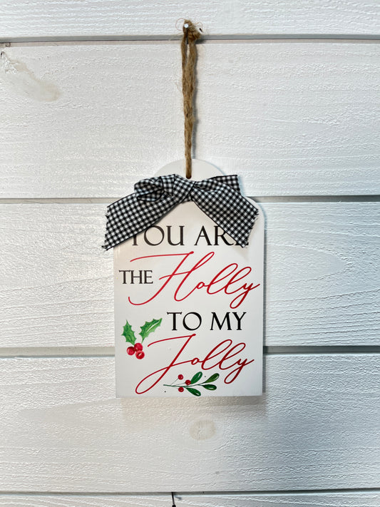 Gift Tag Decor With Black White Check Bow